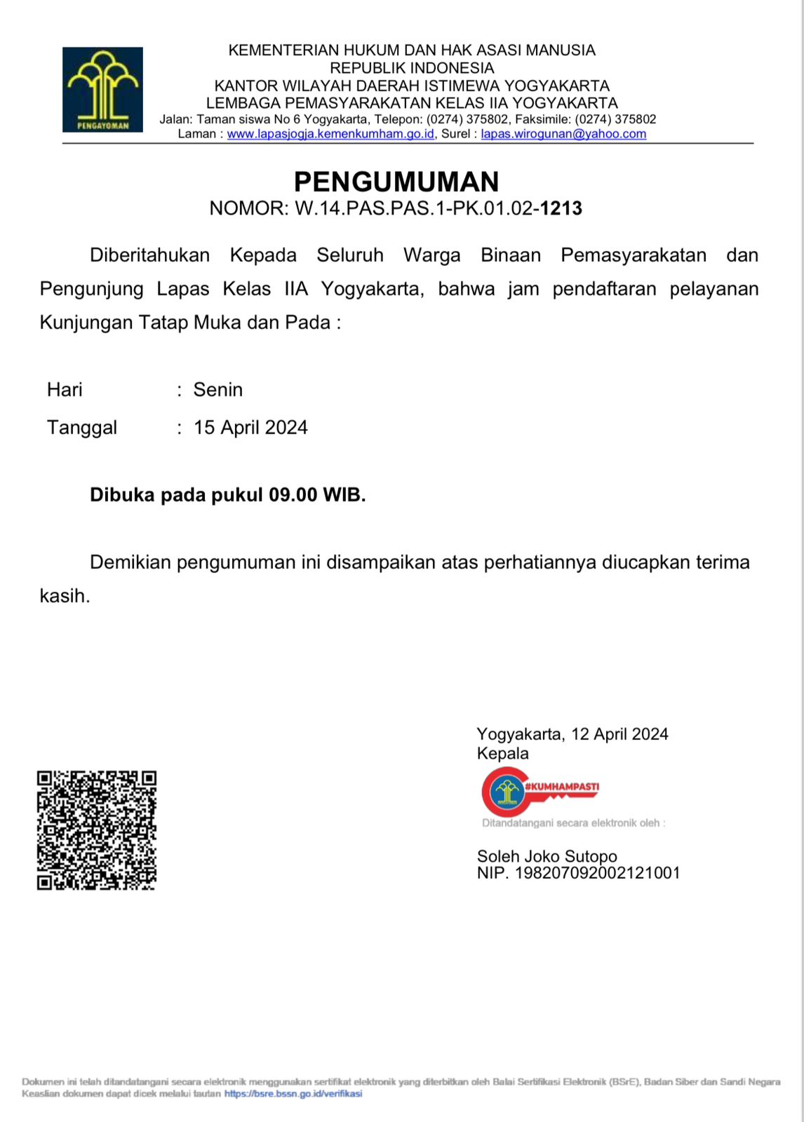 PENGUMUMAN