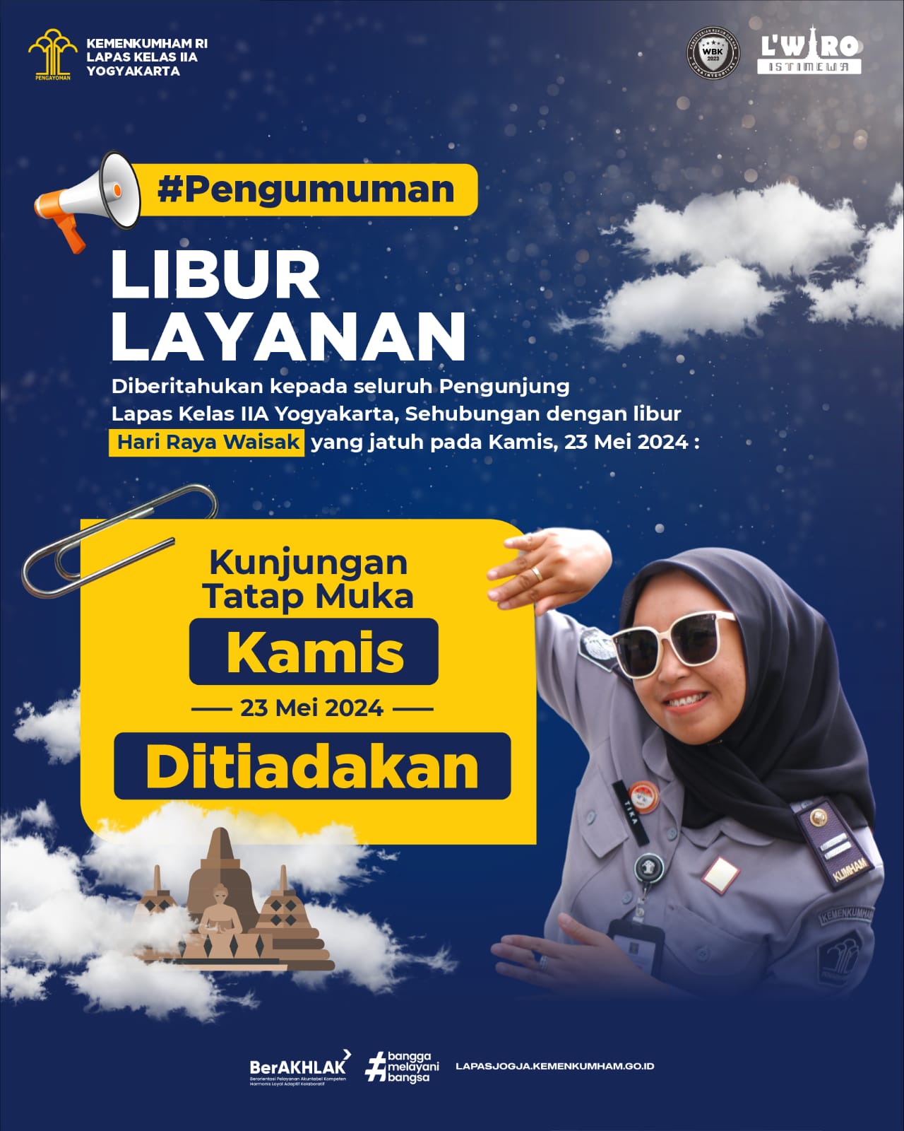 Informasi Libur Pelayanan.| Grafis: Krisman/ Humas Lapas Jogja